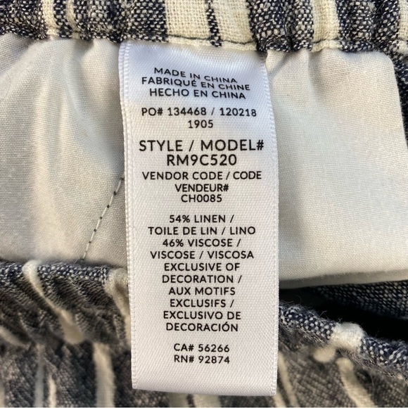 Splendid Linen Shorts Size Medium Pier Stripe Beachy Coastal High Rise Blue - Picture 10 of 11